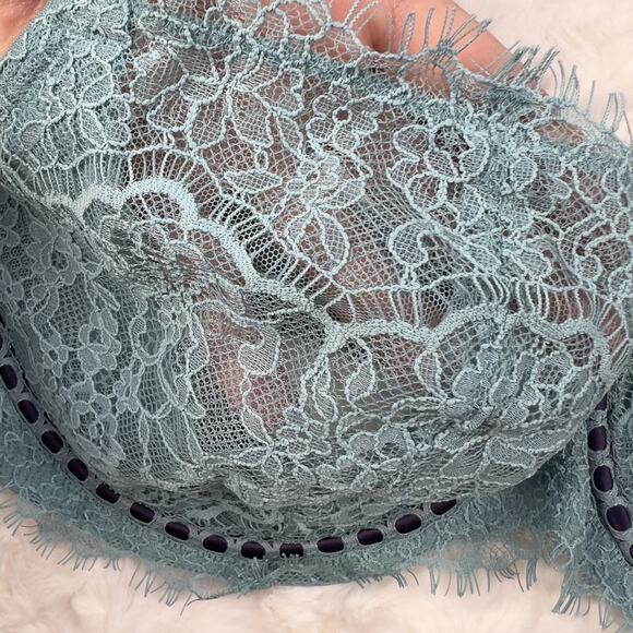 Victoria's Secret Bra Push Up Sea Green Lace Ribbon Trim Dream Angels Sz.34C - Picture 6 of 7